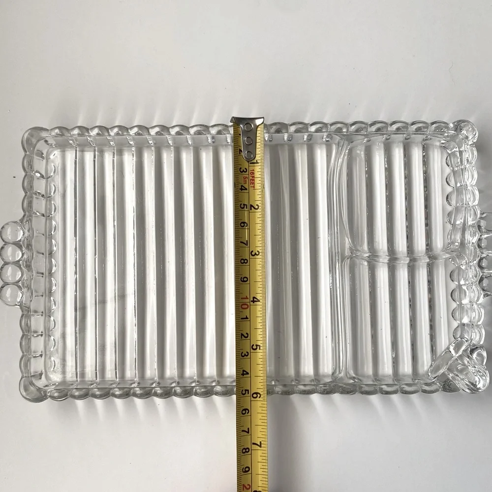 Hazel Atlas Snack Sip Smoke Tray Mini Charcuterie Clear Glass Platter Plate - Picture 5 of 6